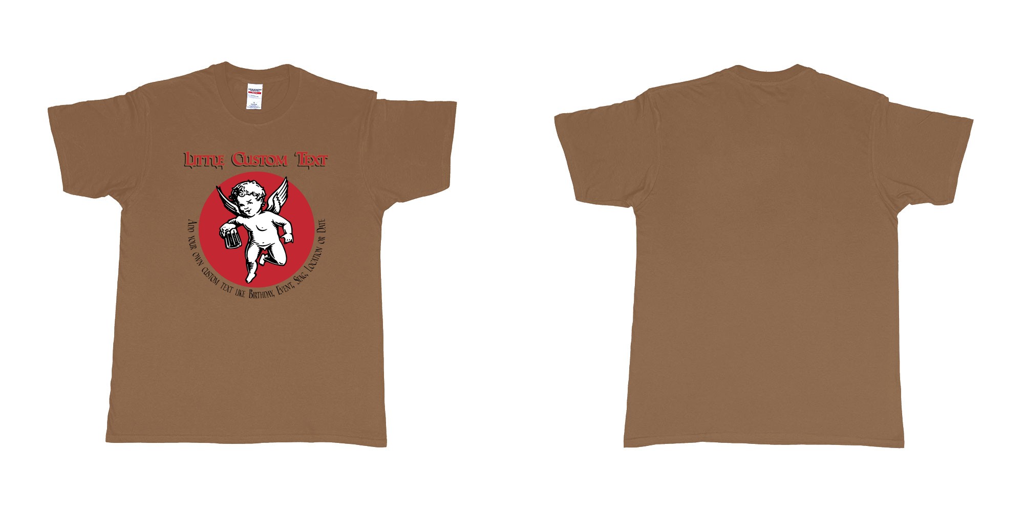 Custom tshirt design little creatures beer logo own custom print in fabric color chestnut choice your own text made in Bali by The Pirate Way