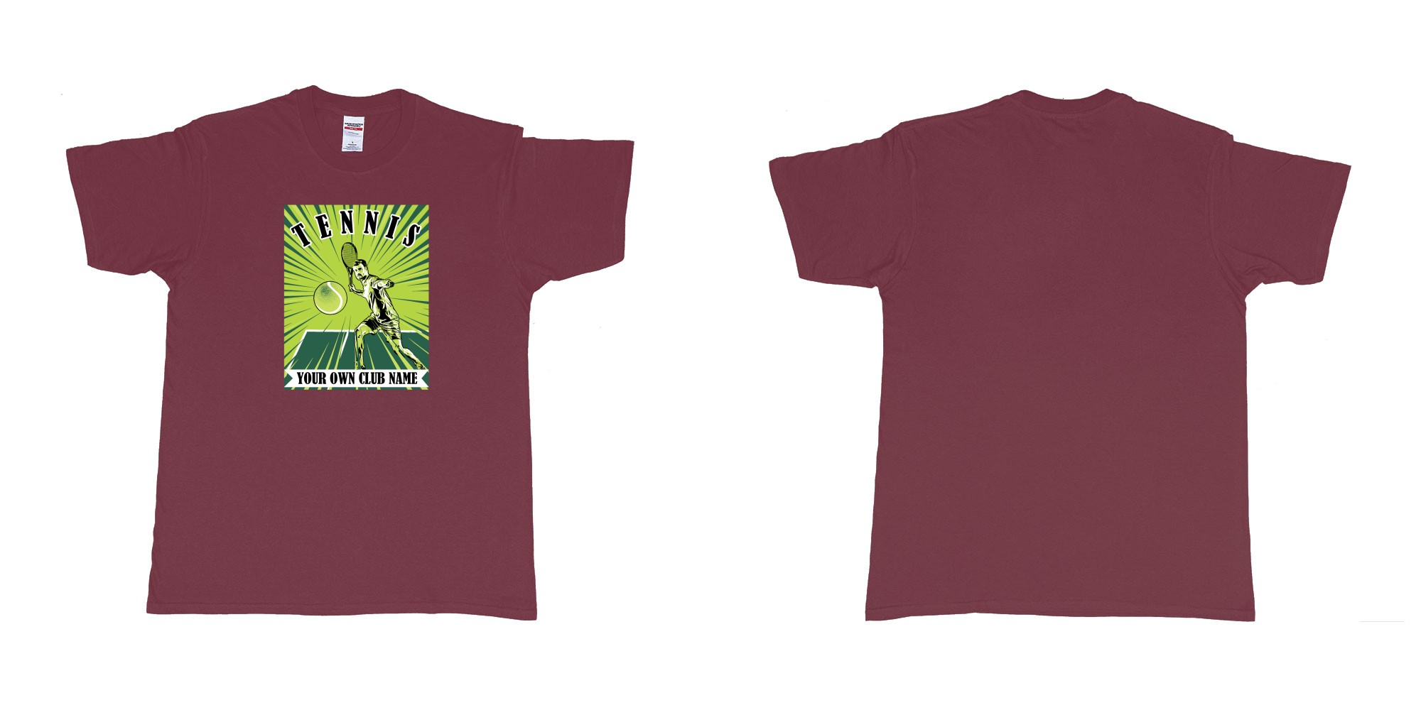 Custom tshirt design manga ace tennis player with speed lines and own customizable club name print bali in fabric color marron choice your own text made in Bali by The Pirate Way