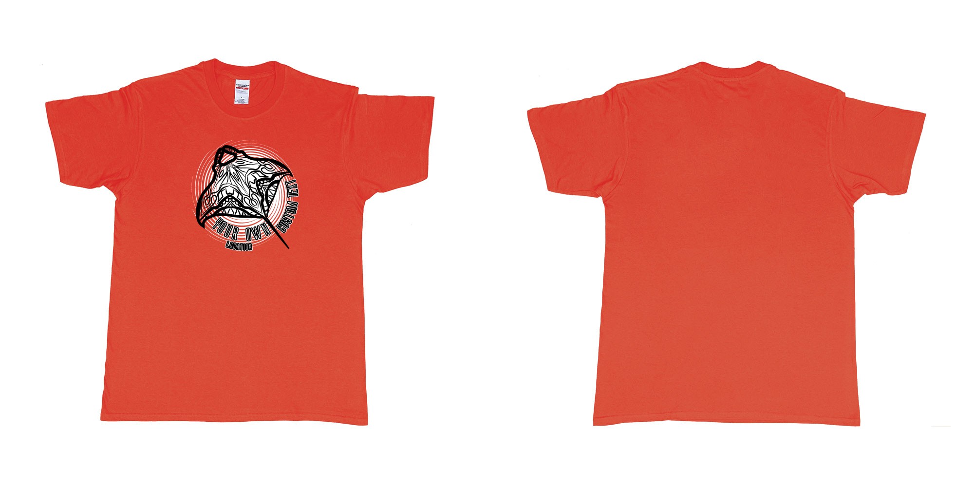 Custom tshirt design manta swirly your own custom text printing teeshirt in fabric color red choice your own text made in Bali by The Pirate Way