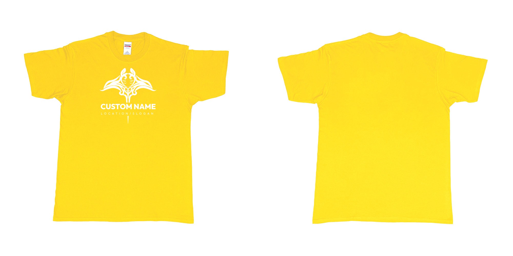 Custom tshirt design manta tribal design in fabric color daisy choice your own text made in Bali by The Pirate Way