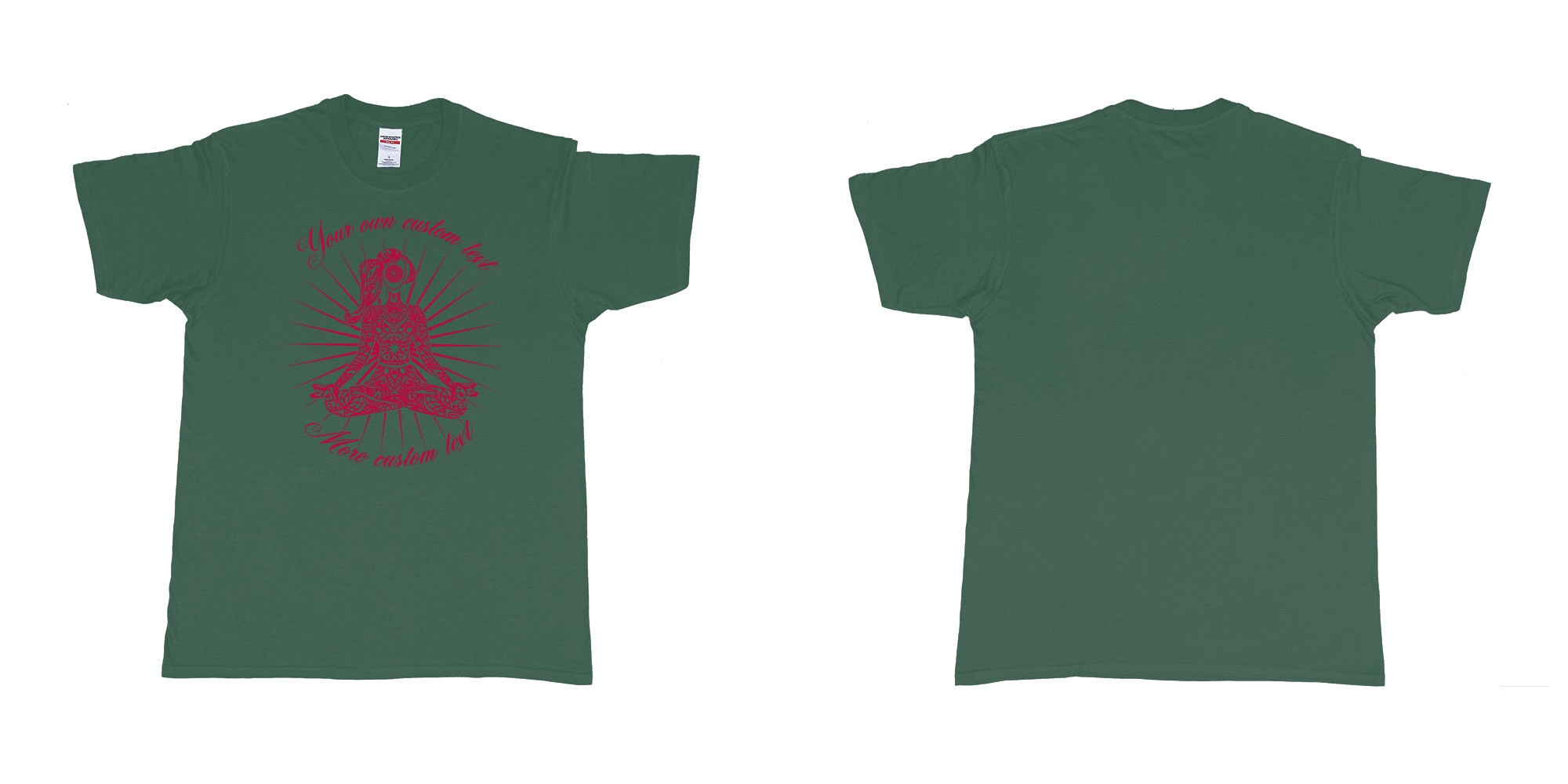 Custom tshirt design meditation mandela body chakra mind in fabric color forest-green choice your own text made in Bali by The Pirate Way