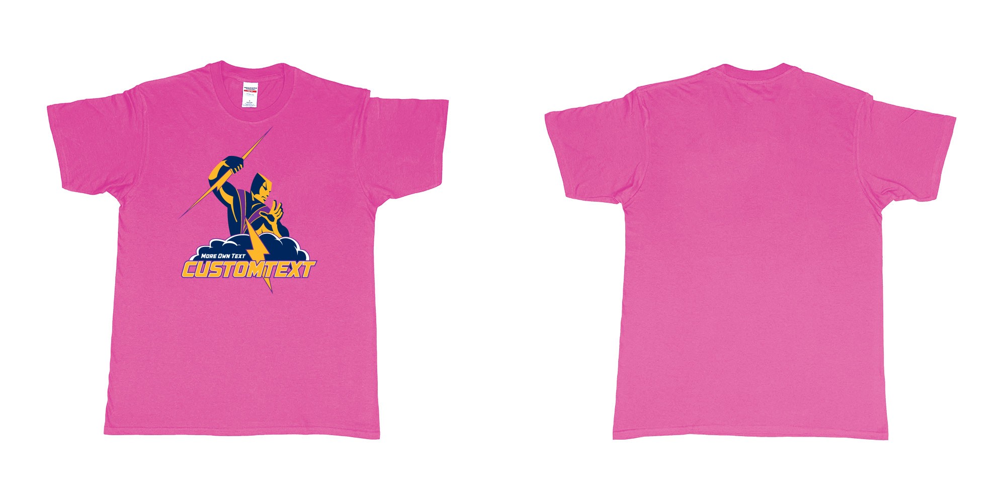 Custom tshirt design melbourne storm nrl national rugby league custom teeshirt in fabric color heliconia choice your own text made in Bali by The Pirate Way