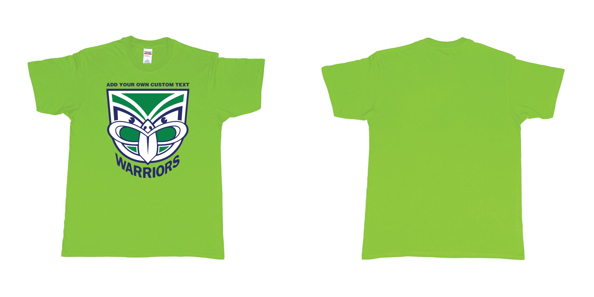 Custom tshirt design new zealand warriors custom tshirt printing in fabric color lime choice your own text made in Bali by The Pirate Way