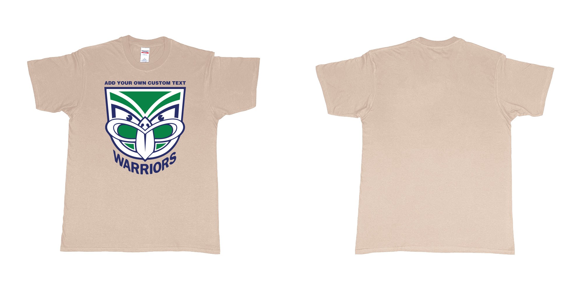 Custom tshirt design new zealand warriors custom tshirt printing in fabric color sand choice your own text made in Bali by The Pirate Way