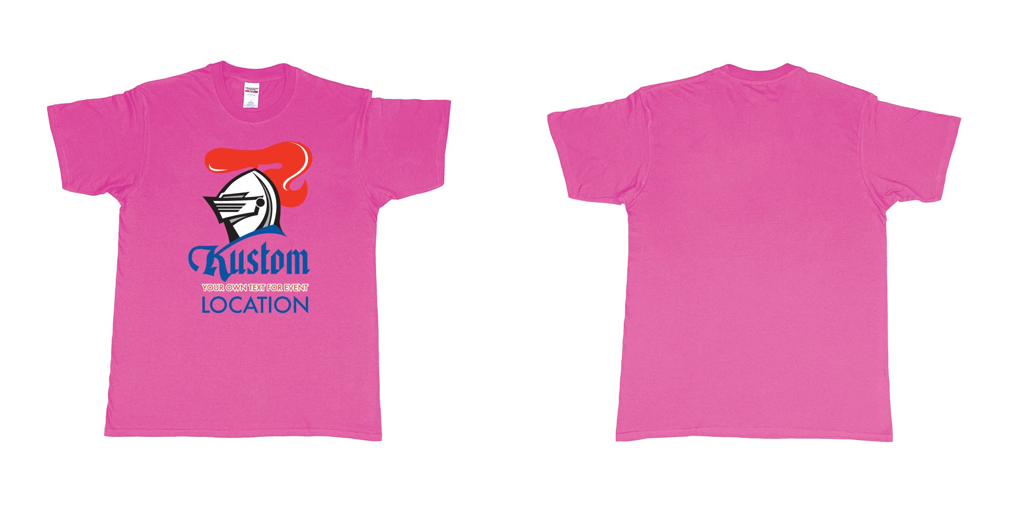 Custom tshirt design newcastle knights rugby league team custom event teeshirt in fabric color heliconia choice your own text made in Bali by The Pirate Way