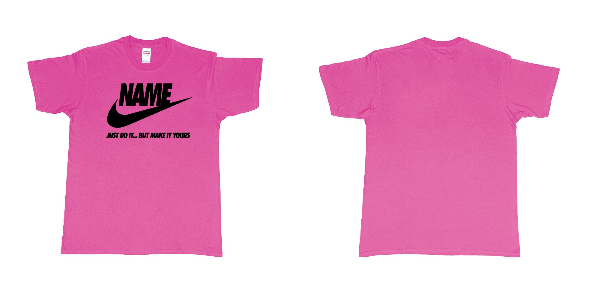 Custom tshirt design nike just do it but make yours own custom text bali in fabric color heliconia choice your own text made in Bali by The Pirate Way