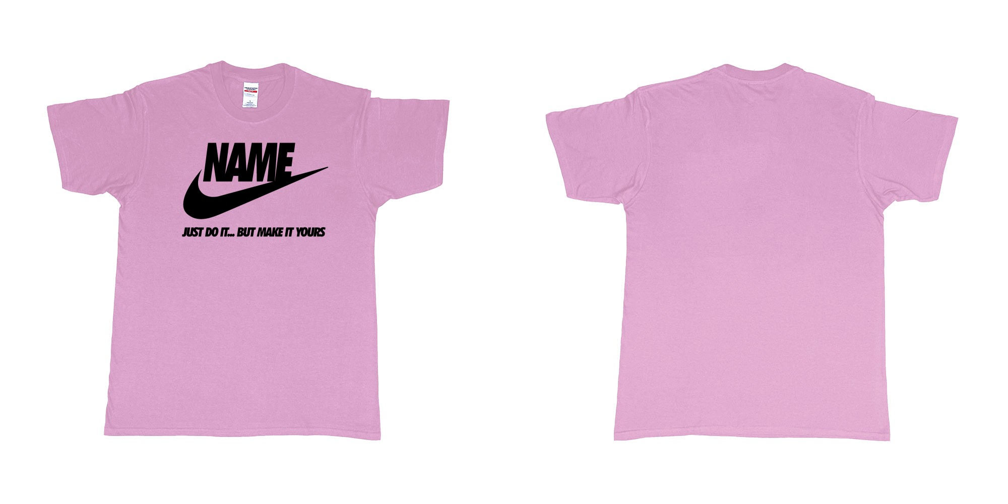 Custom tshirt design nike just do it but make yours own custom text bali in fabric color light-pink choice your own text made in Bali by The Pirate Way