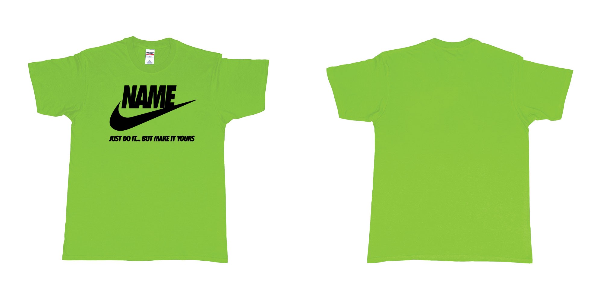 Custom tshirt design nike just do it but make yours own custom text bali in fabric color lime choice your own text made in Bali by The Pirate Way