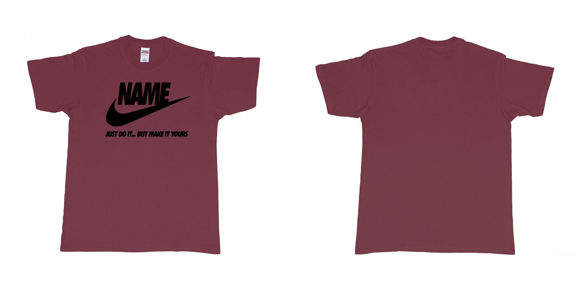 Custom tshirt design nike just do it but make yours own custom text bali in fabric color marron choice your own text made in Bali by The Pirate Way