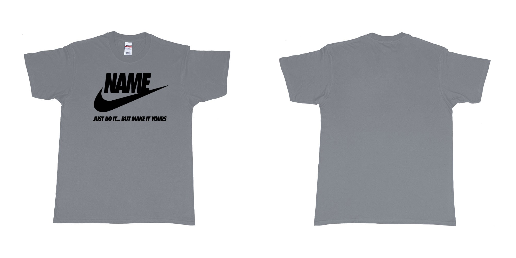 Custom tshirt design nike just do it but make yours own custom text bali in fabric color misty choice your own text made in Bali by The Pirate Way