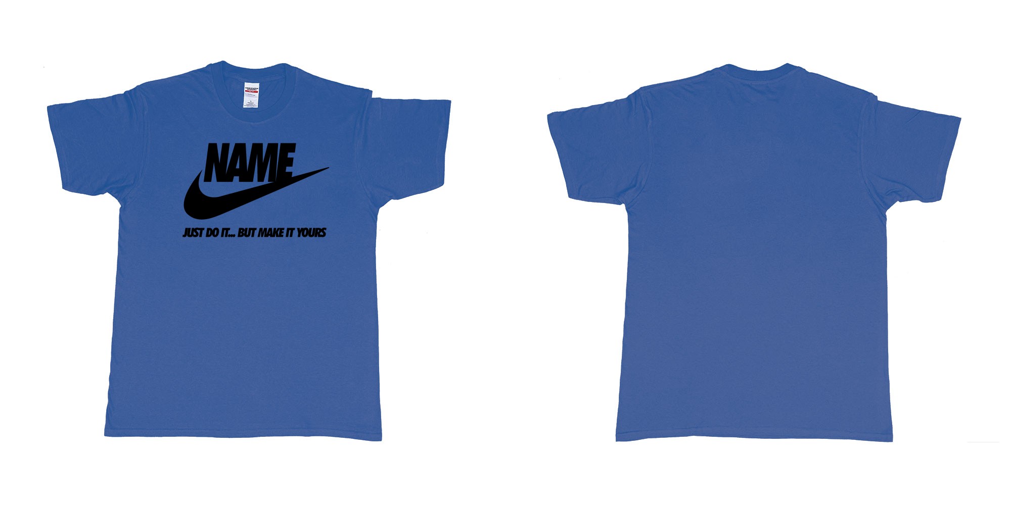 Custom tshirt design nike just do it but make yours own custom text bali in fabric color royal-blue choice your own text made in Bali by The Pirate Way