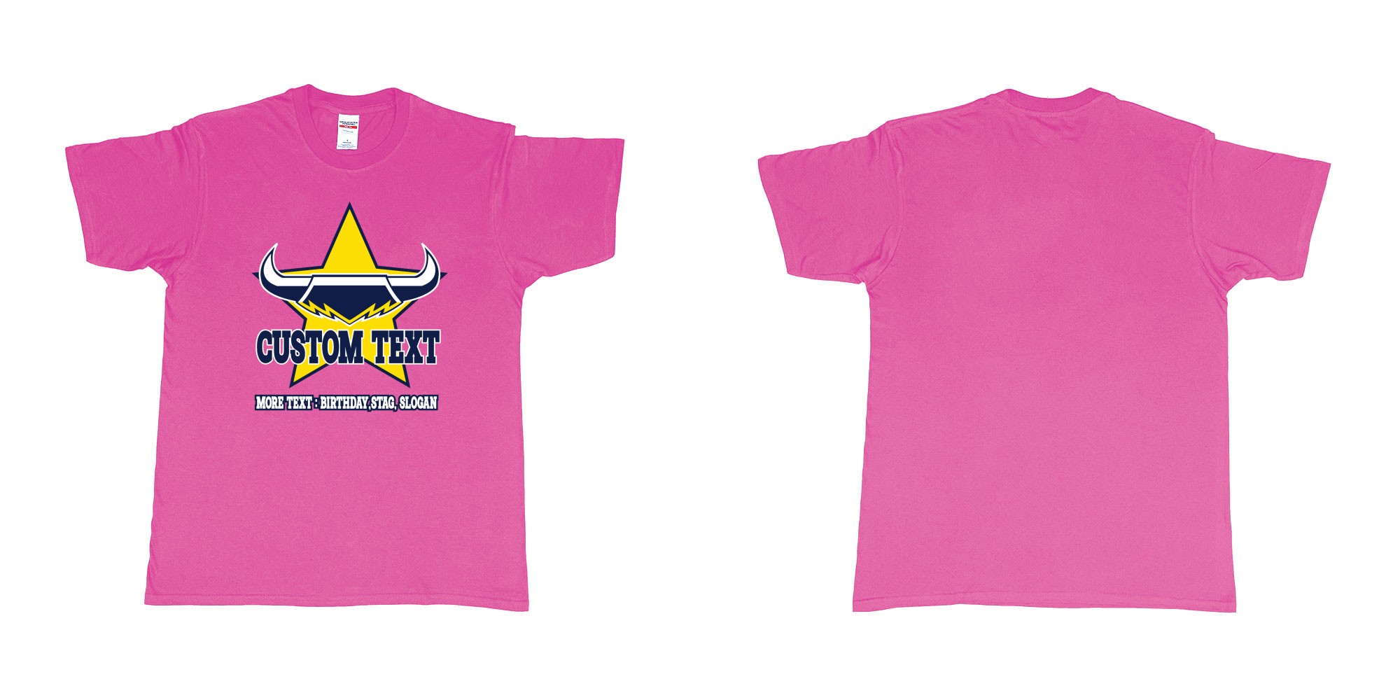Custom tshirt design north queensland cowboys custom tshirt in fabric color heliconia choice your own text made in Bali by The Pirate Way