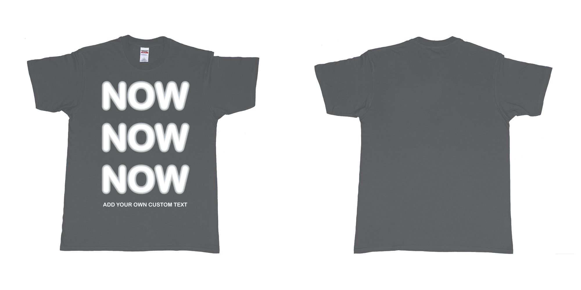 Custom tshirt design now now now add custom text tees in fabric color charcoal choice your own text made in Bali by The Pirate Way