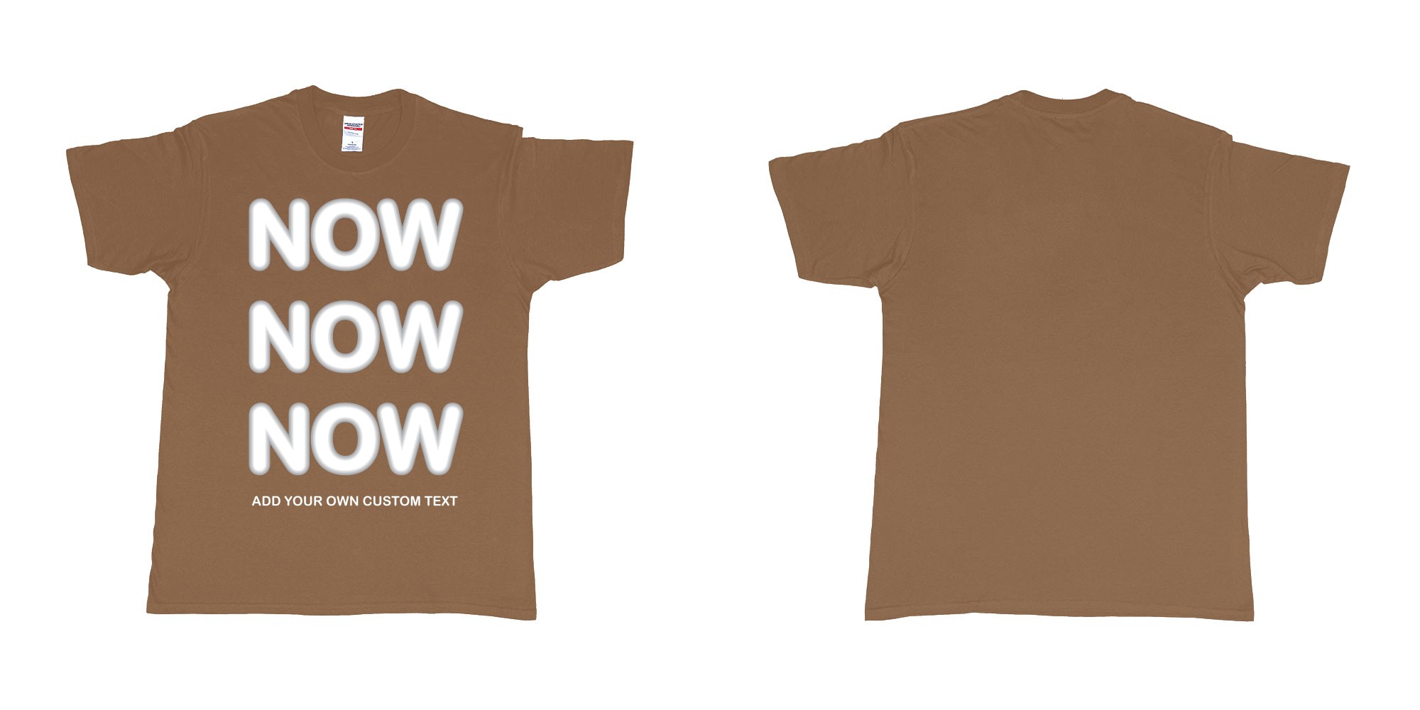 Custom tshirt design now now now add custom text tees in fabric color chestnut choice your own text made in Bali by The Pirate Way