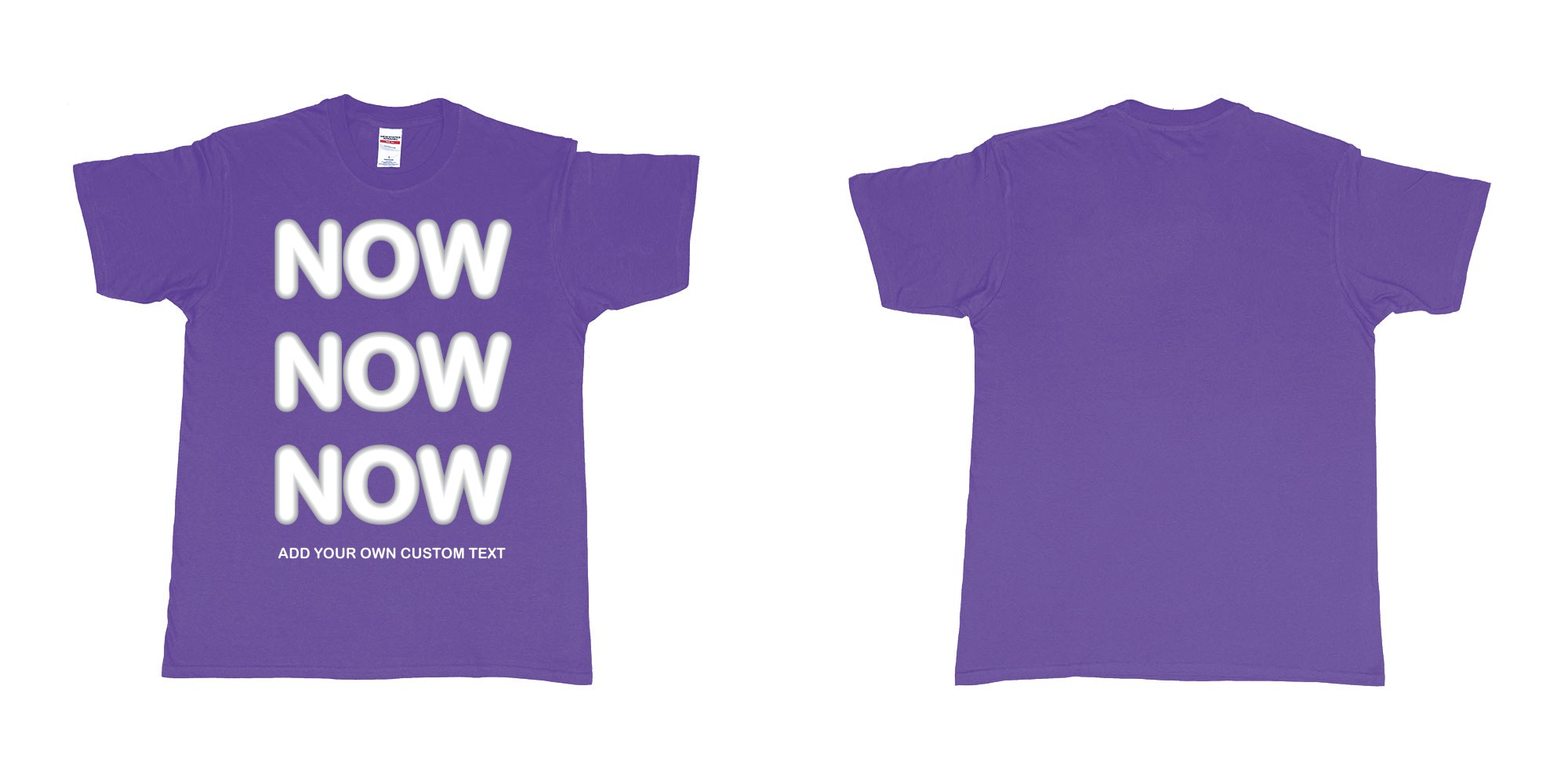 Custom tshirt design now now now add custom text tees in fabric color purple choice your own text made in Bali by The Pirate Way