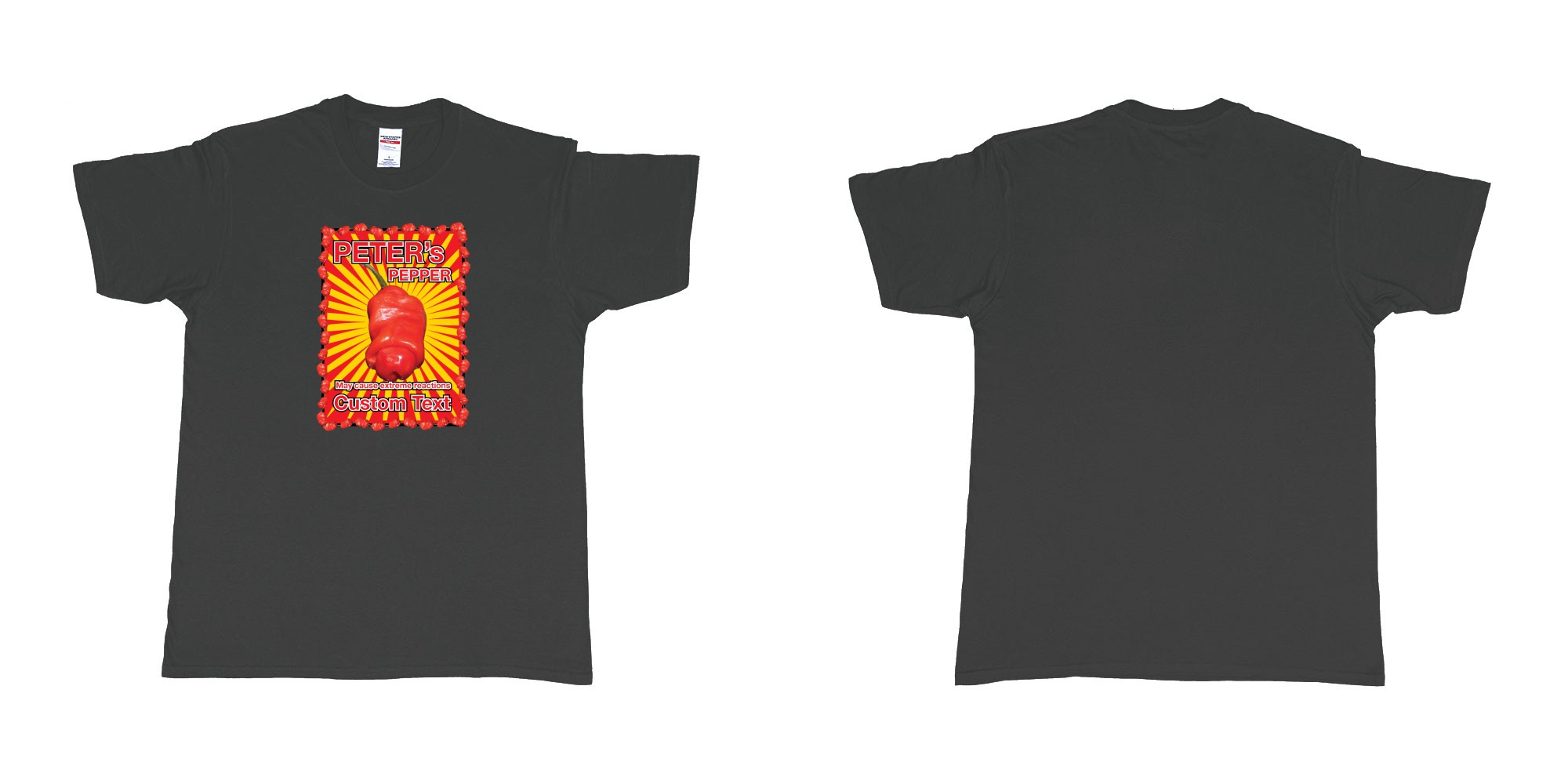 Custom tshirt design peters pepper custom text print in fabric color black choice your own text made in Bali by The Pirate Way