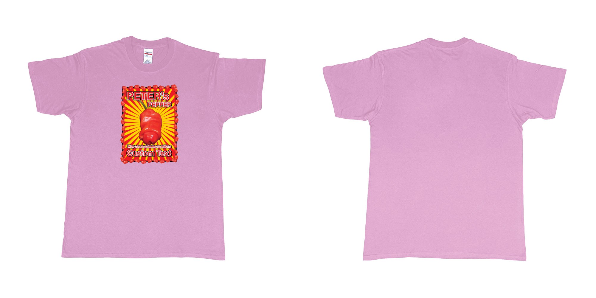 Custom tshirt design peters pepper custom text print in fabric color light-pink choice your own text made in Bali by The Pirate Way