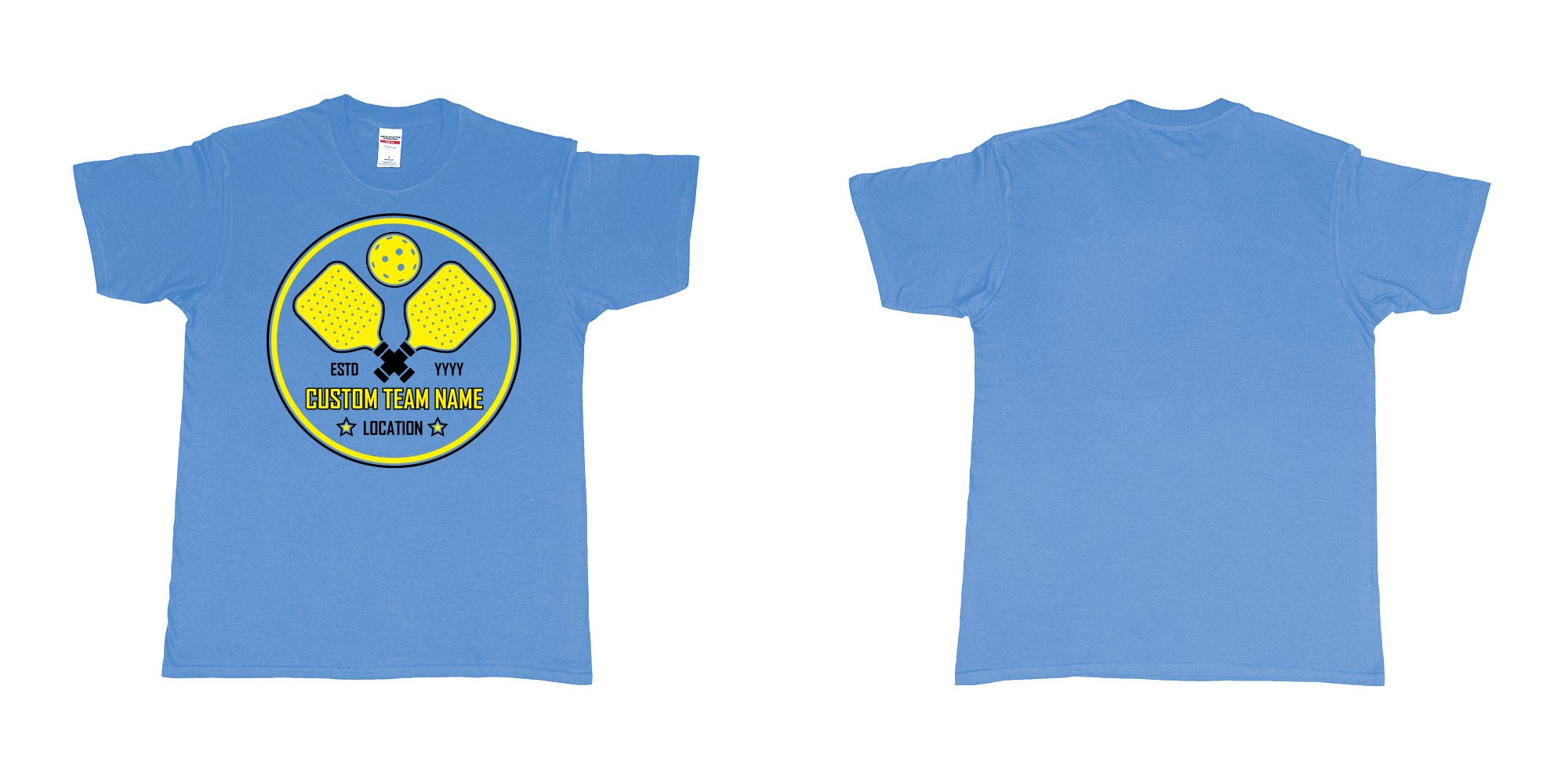 Custom tshirt design pickleball club team own custom design print bali in fabric color carolina-blue choice your own text made in Bali by The Pirate Way