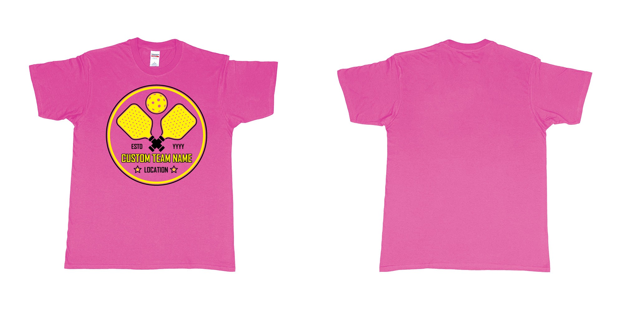 Custom tshirt design pickleball club team own custom design print bali in fabric color heliconia choice your own text made in Bali by The Pirate Way