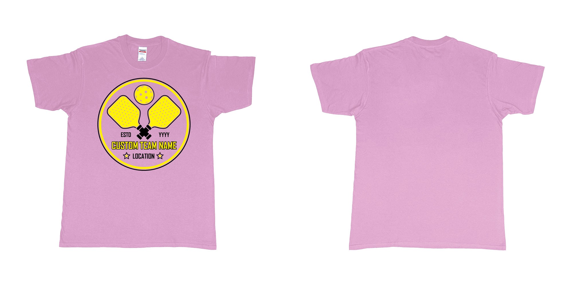 Custom tshirt design pickleball club team own custom design print bali in fabric color light-pink choice your own text made in Bali by The Pirate Way