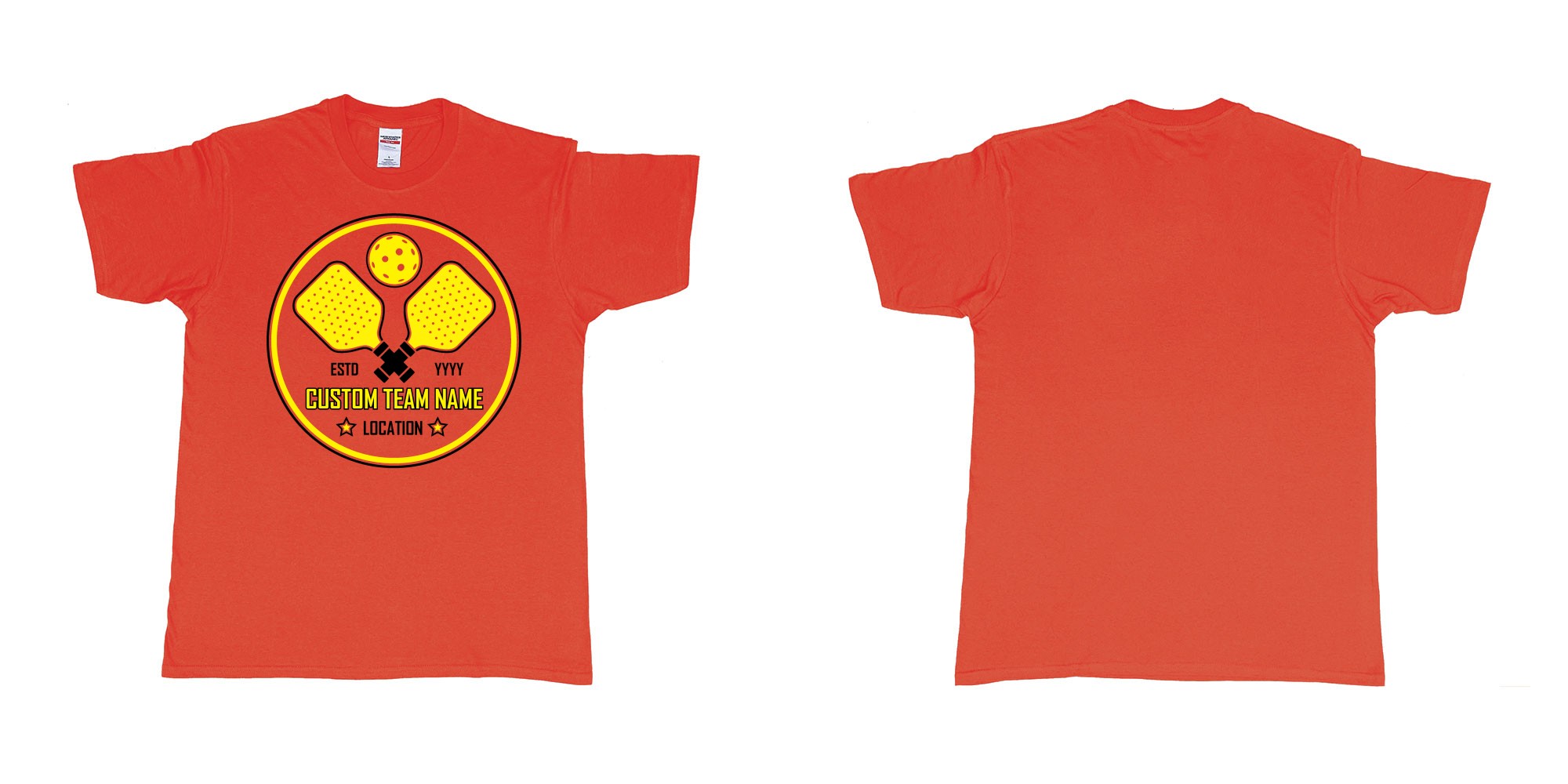 Custom tshirt design pickleball club team own custom design print bali in fabric color red choice your own text made in Bali by The Pirate Way