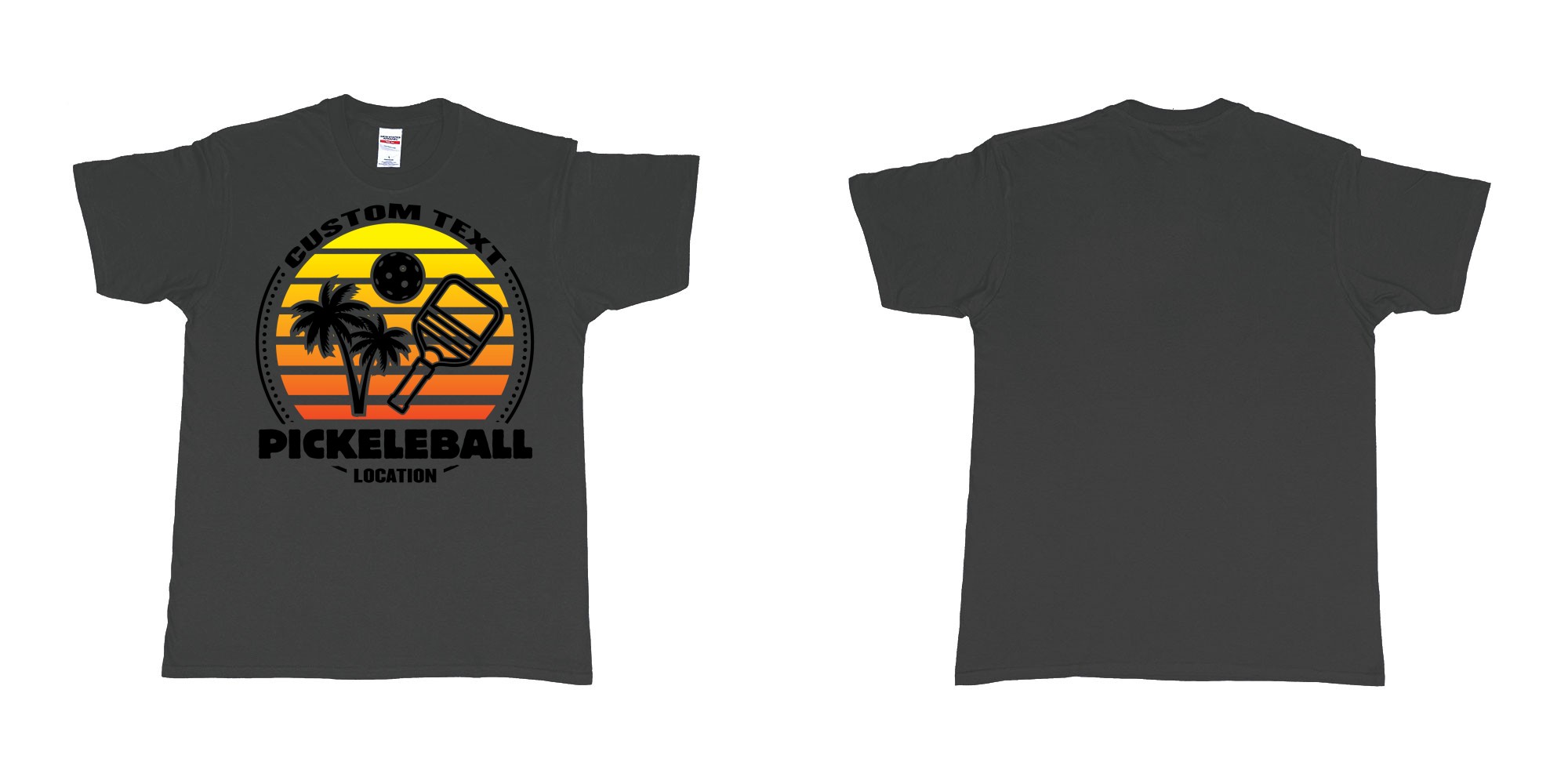 Custom tshirt design pickleball sunset club team own custom design print bali print in fabric color black choice your own text made in Bali by The Pirate Way