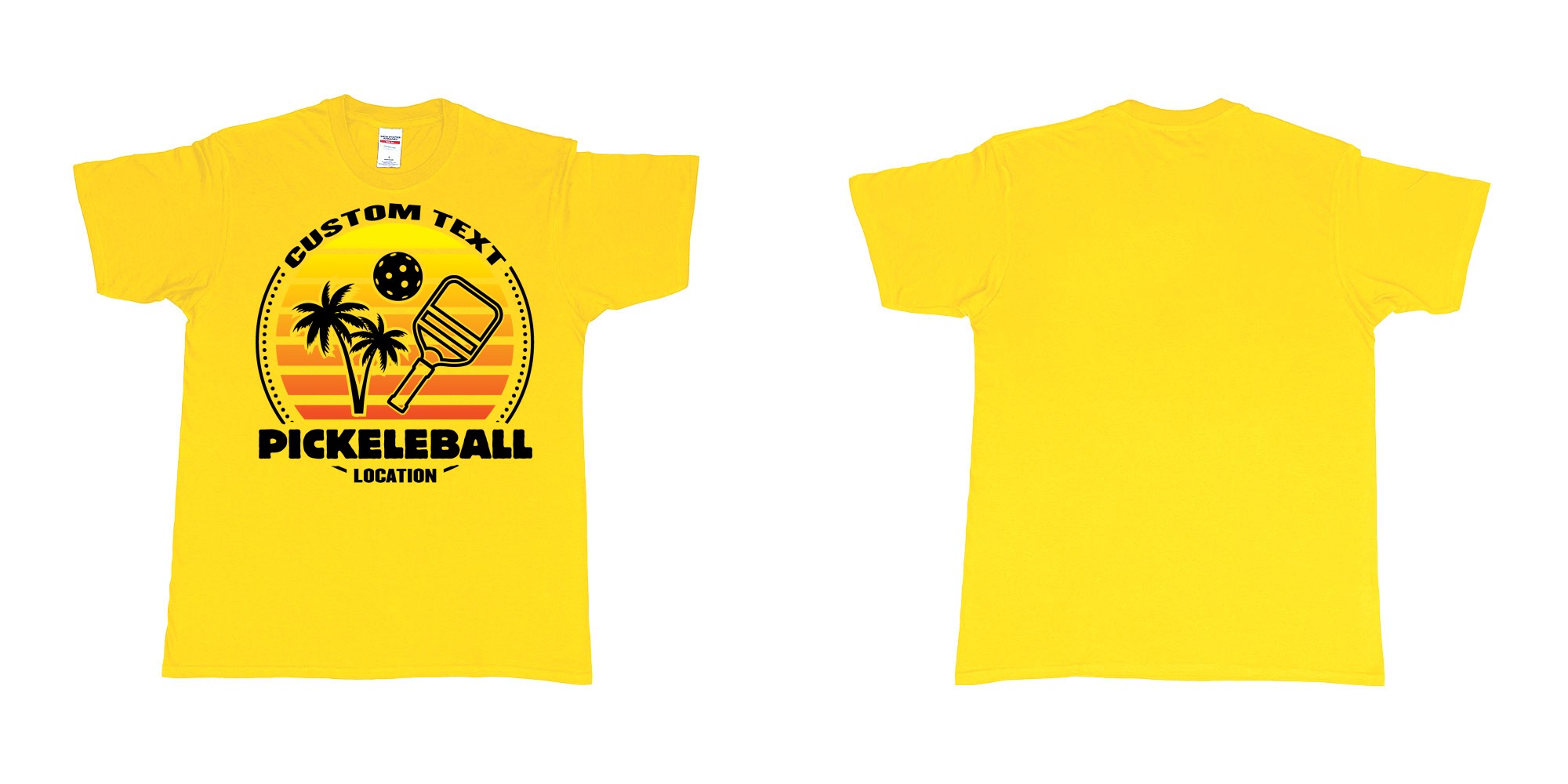 Custom tshirt design pickleball sunset club team own custom design print bali print in fabric color daisy choice your own text made in Bali by The Pirate Way
