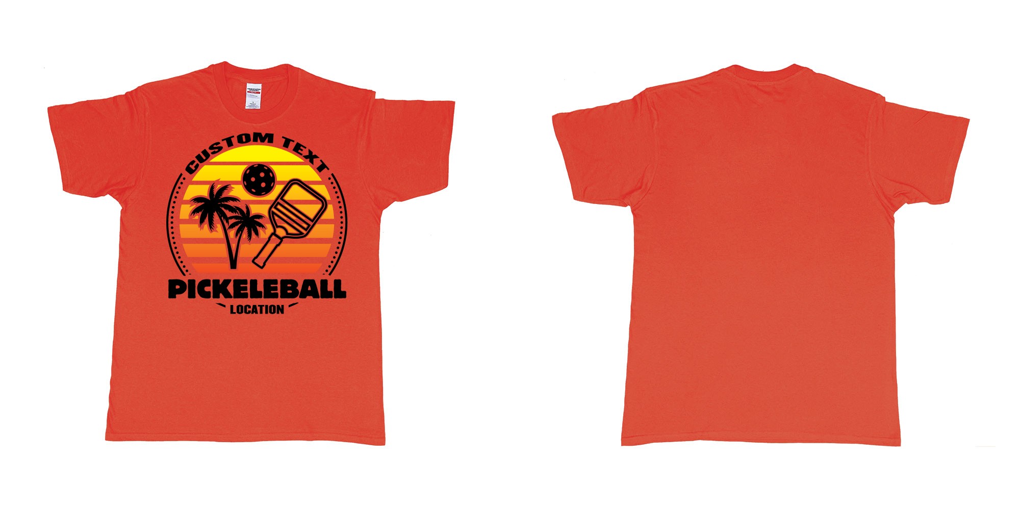 Custom tshirt design pickleball sunset club team own custom design print bali print in fabric color red choice your own text made in Bali by The Pirate Way