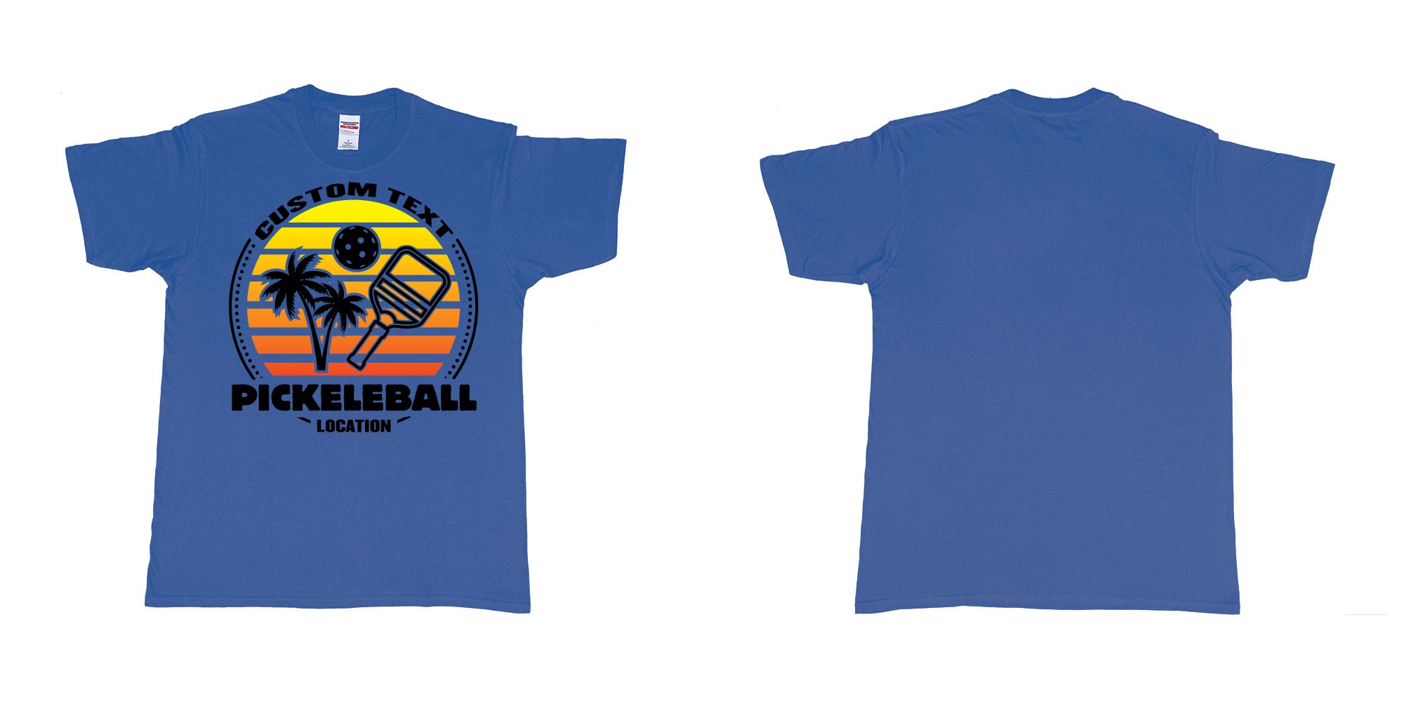 Custom tshirt design pickleball sunset club team own custom design print bali print in fabric color royal-blue choice your own text made in Bali by The Pirate Way