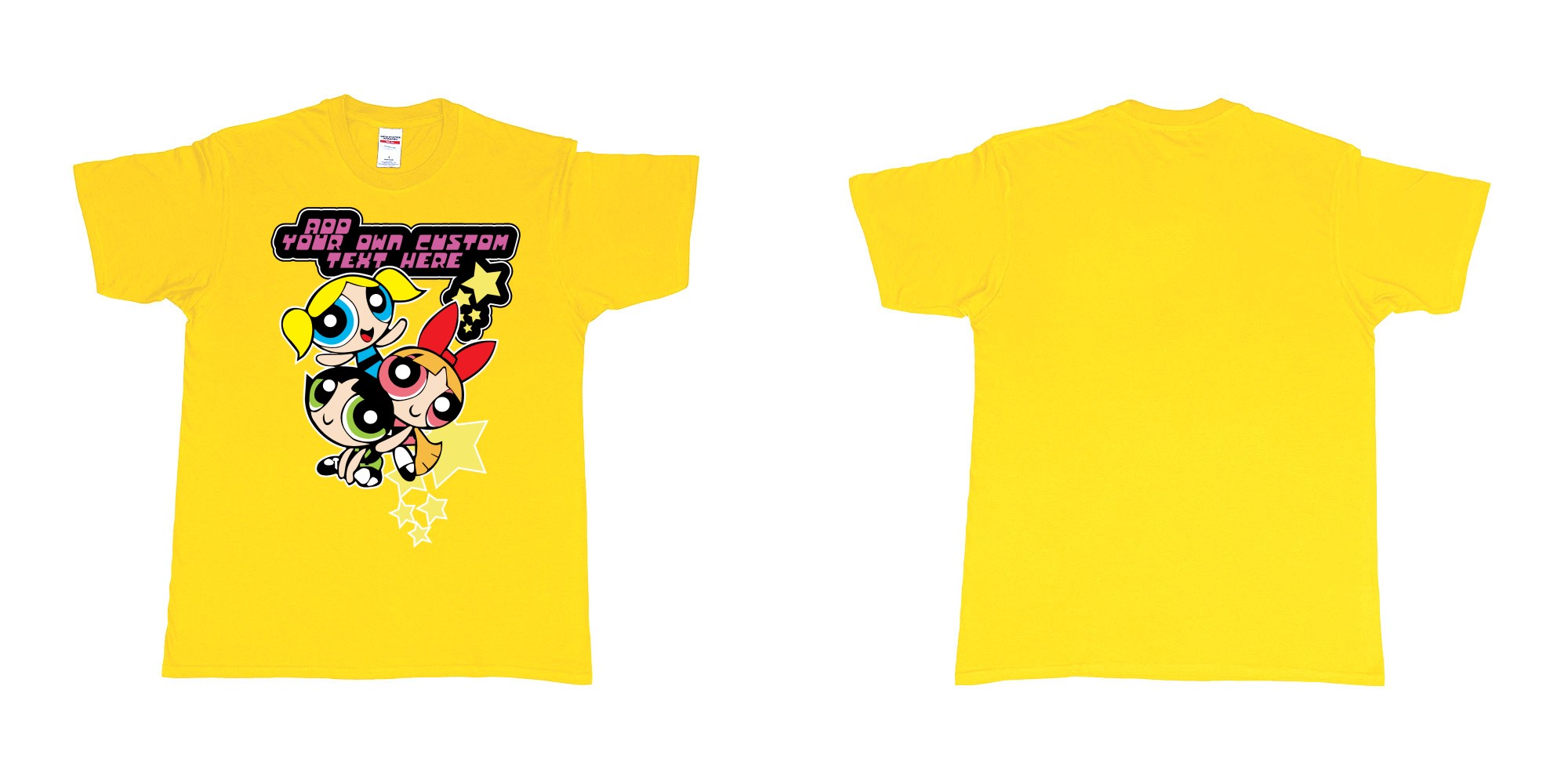 Custom tshirt design powerpuff girls add custom own text printing in fabric color daisy choice your own text made in Bali by The Pirate Way