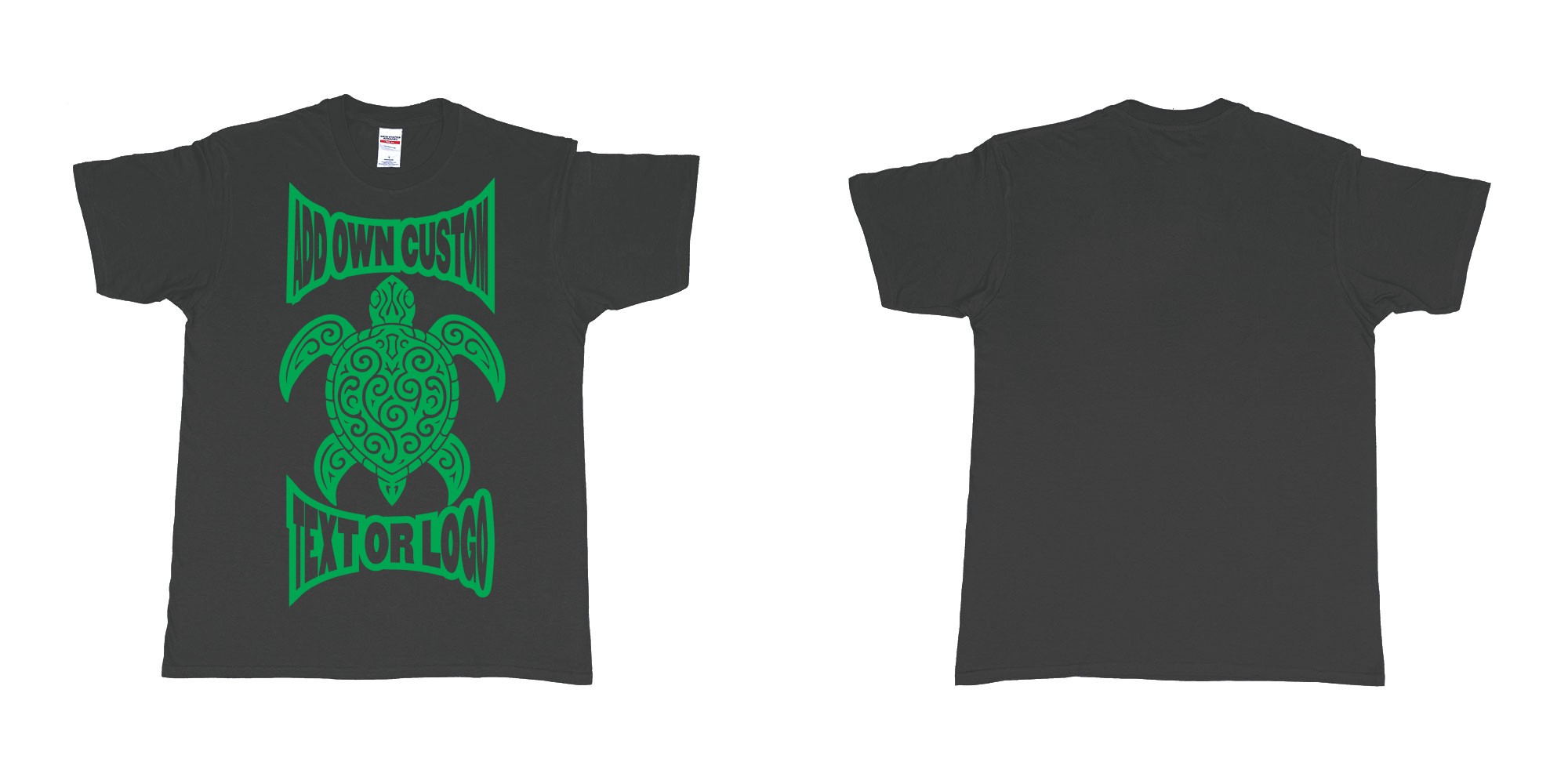 Custom tshirt design print turtle tribal add own custom text or logo bali design in fabric color black choice your own text made in Bali by The Pirate Way
