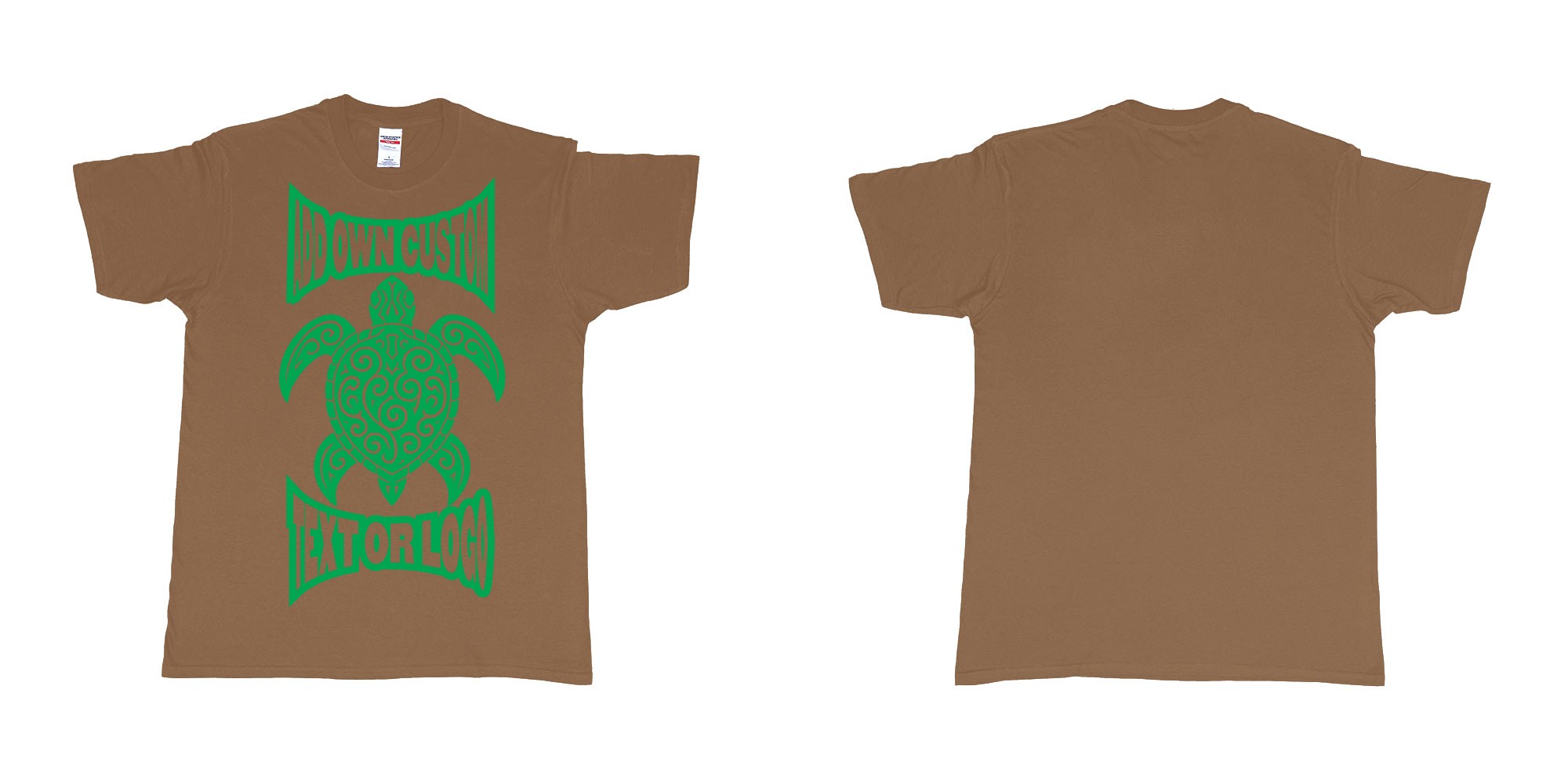 Custom tshirt design print turtle tribal add own custom text or logo bali design in fabric color chestnut choice your own text made in Bali by The Pirate Way