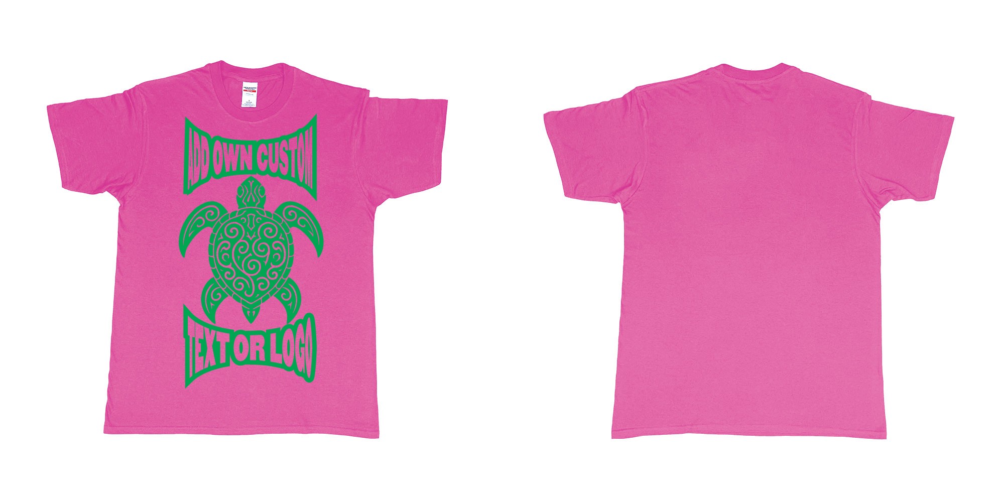 Custom tshirt design print turtle tribal add own custom text or logo bali design in fabric color heliconia choice your own text made in Bali by The Pirate Way