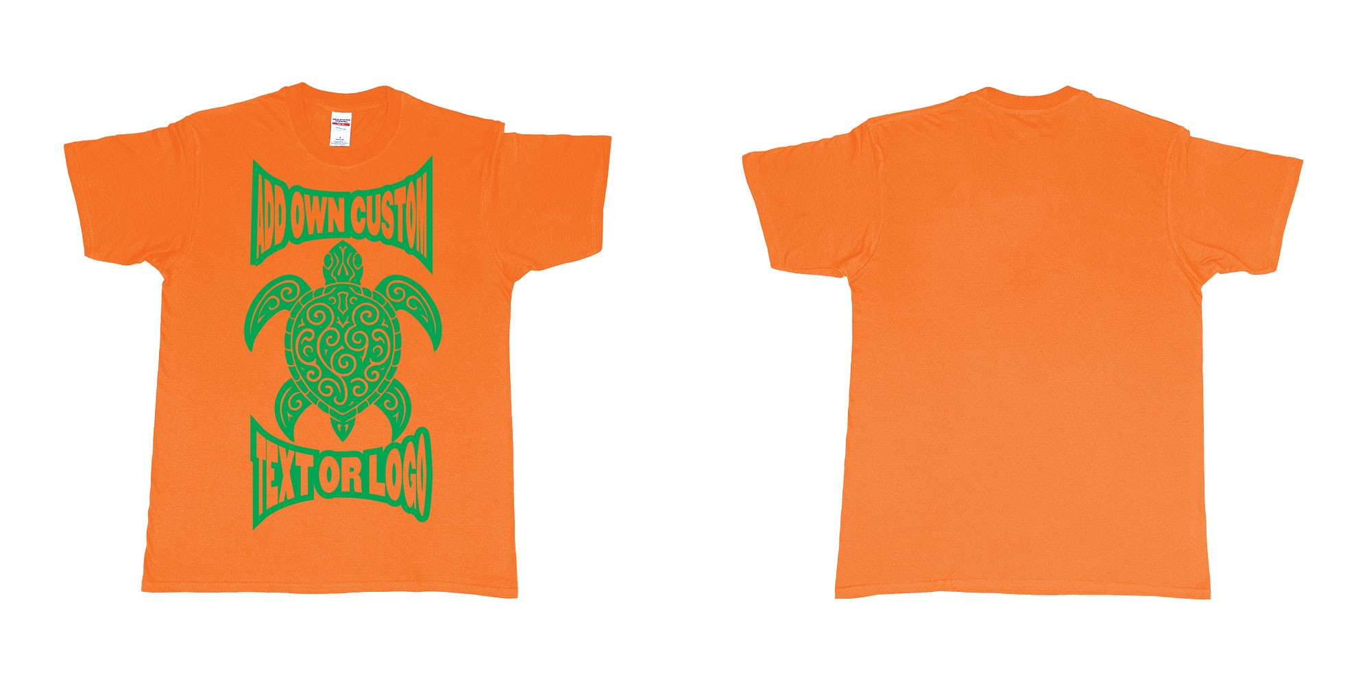 Custom tshirt design print turtle tribal add own custom text or logo bali design in fabric color orange choice your own text made in Bali by The Pirate Way