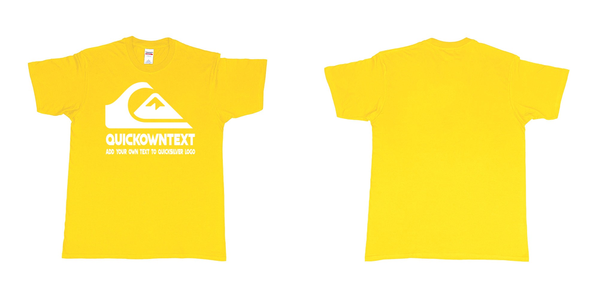 Custom tshirt design quiksilver bali surf logo wave add own text printing in fabric color daisy choice your own text made in Bali by The Pirate Way