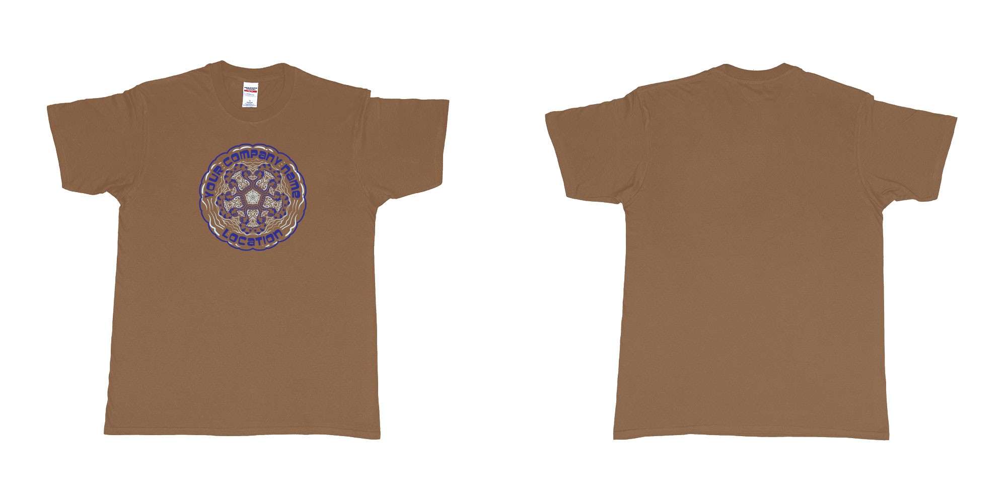 Custom tshirt design seahorses kissing mandala your own diveshop name and location personalized screen printing bali in fabric color chestnut choice your own text made in Bali by The Pirate Way