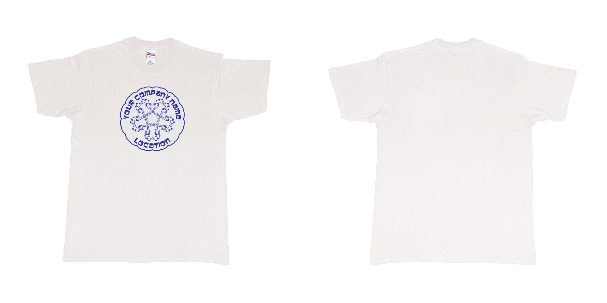 Custom tshirt design seahorses kissing mandala your own diveshop name and location personalized screen printing bali in fabric color white choice your own text made in Bali by The Pirate Way