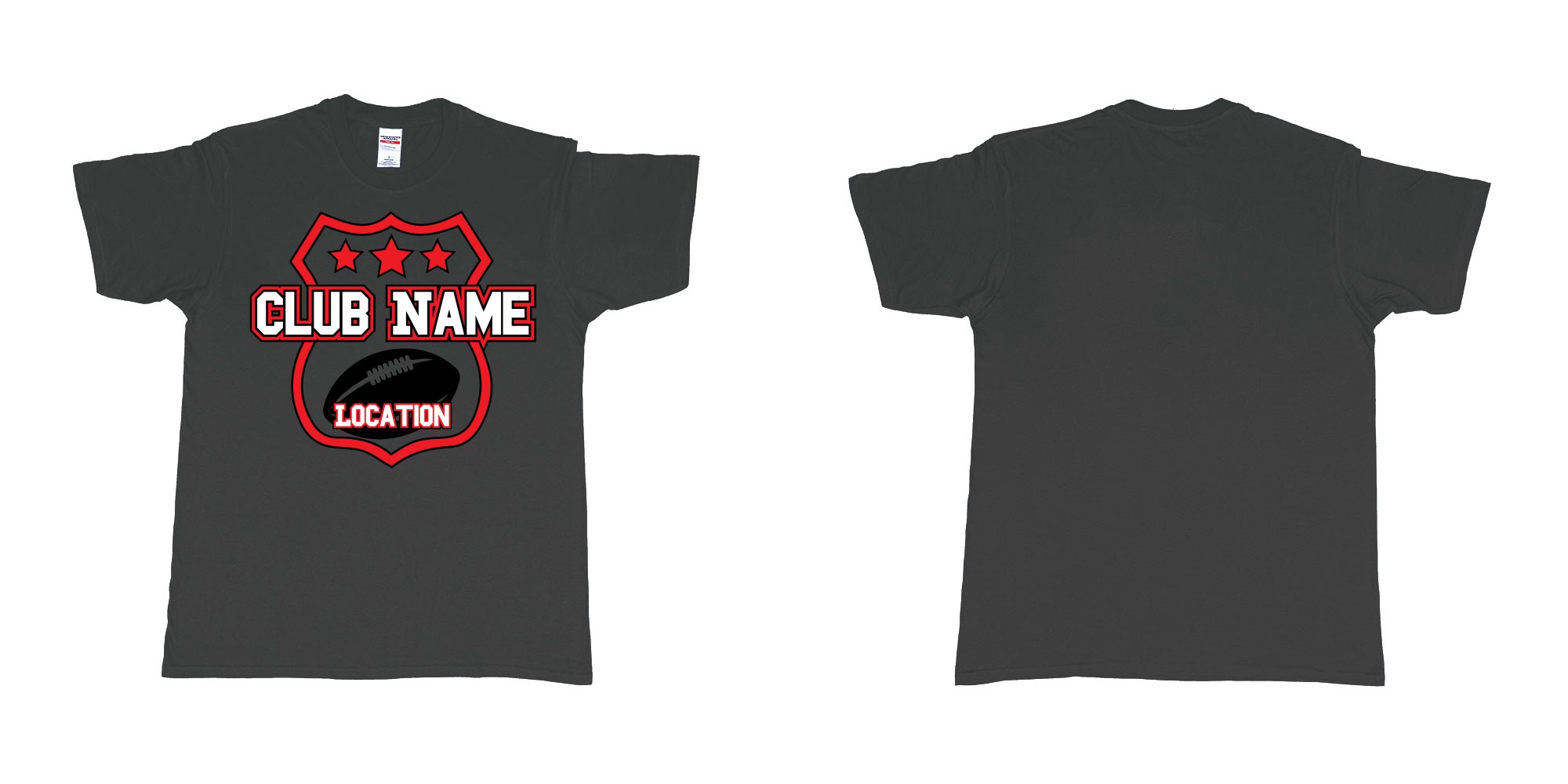 Custom tshirt design shield tripple stars custom logo in fabric color black choice your own text made in Bali by The Pirate Way