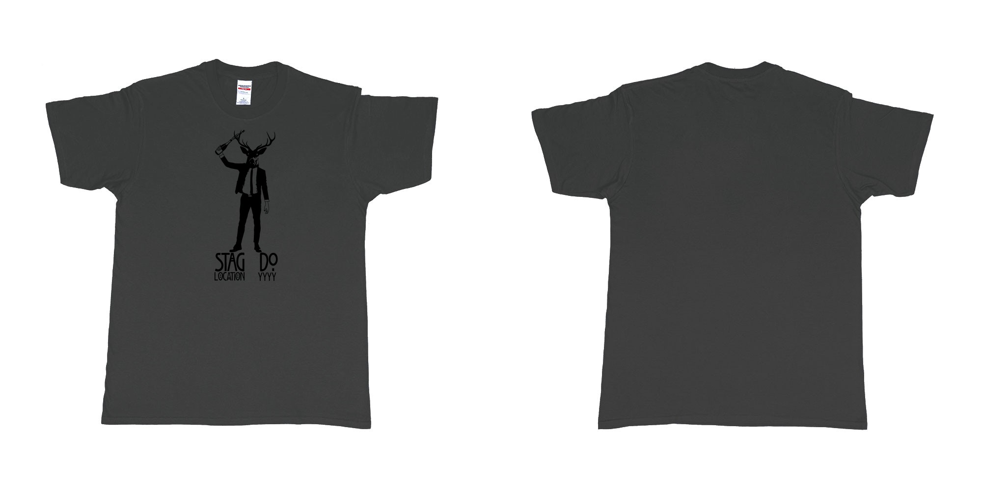 Custom tshirt design stag business man champagne in fabric color black choice your own text made in Bali by The Pirate Way