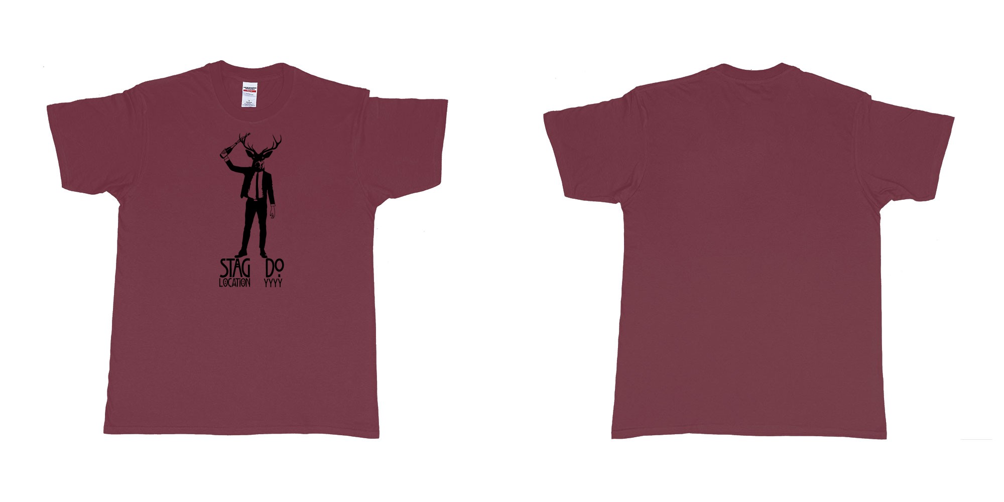 Custom tshirt design stag business man champagne in fabric color marron choice your own text made in Bali by The Pirate Way
