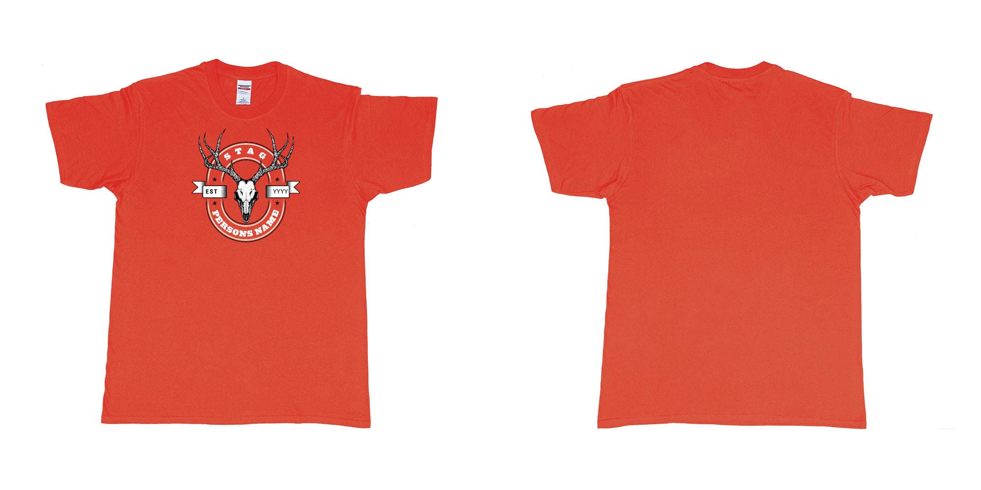 Custom tshirt design stag heads dead beer style in fabric color red choice your own text made in Bali by The Pirate Way