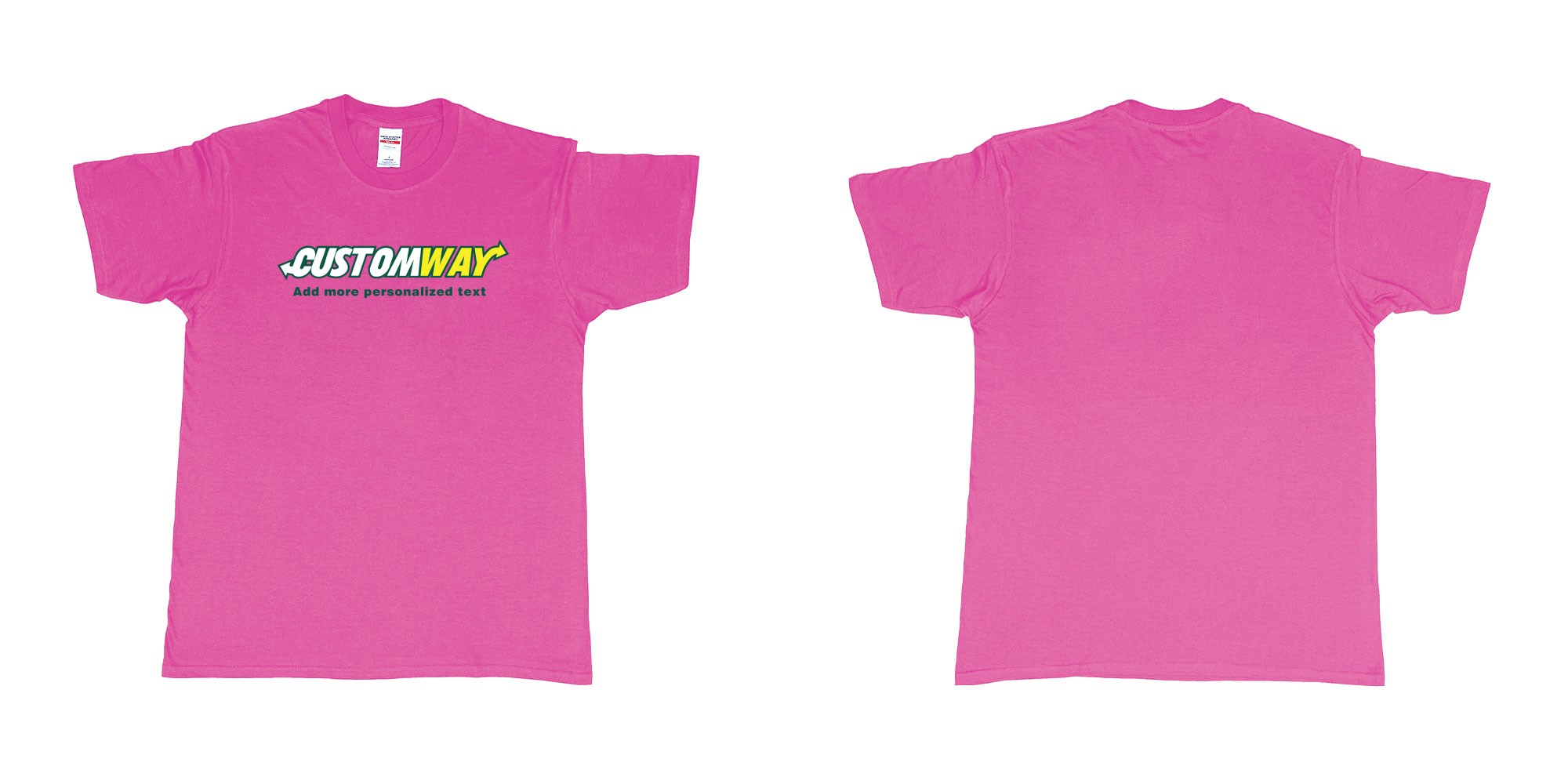 Custom tshirt design subway logo design customizable personalized text print in fabric color heliconia choice your own text made in Bali by The Pirate Way