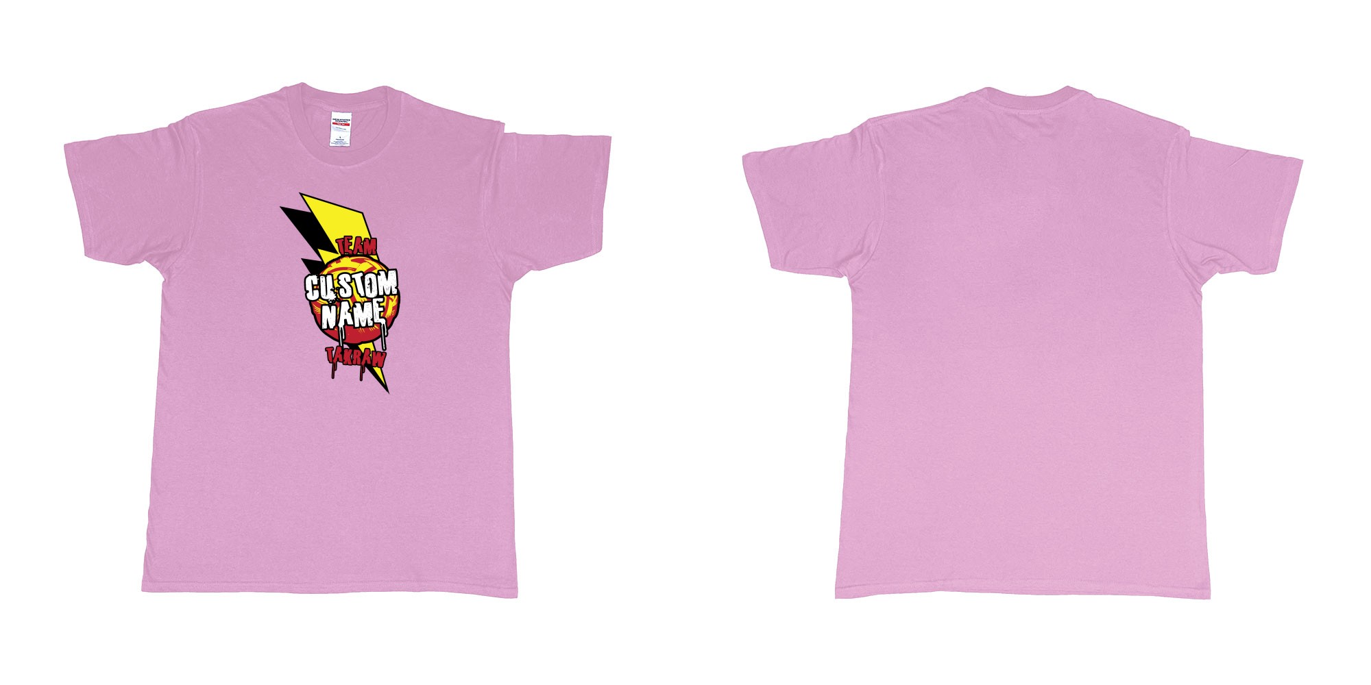 Custom tshirt design takraw custom team name design in fabric color light-pink choice your own text made in Bali by The Pirate Way