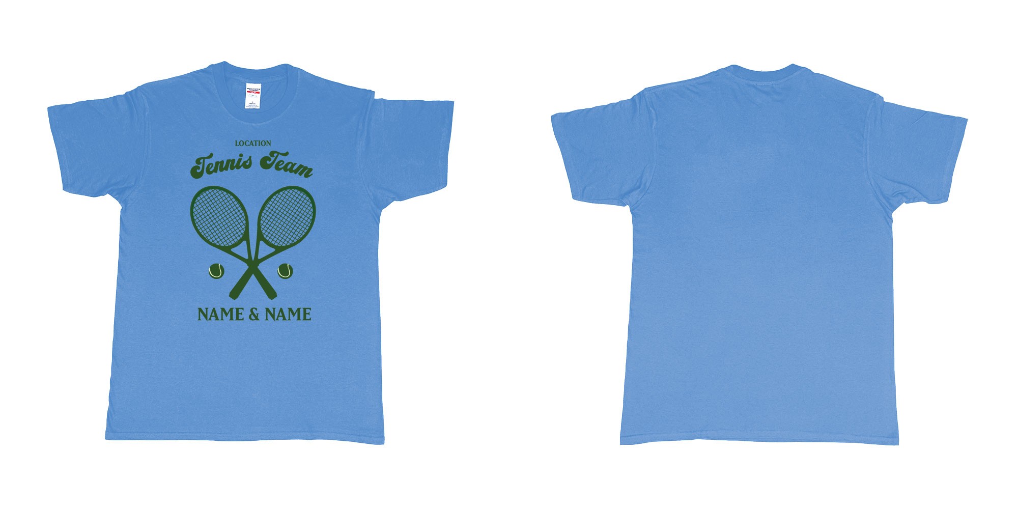 Custom tshirt design tennis team club  logo design custom names in fabric color carolina-blue choice your own text made in Bali by The Pirate Way