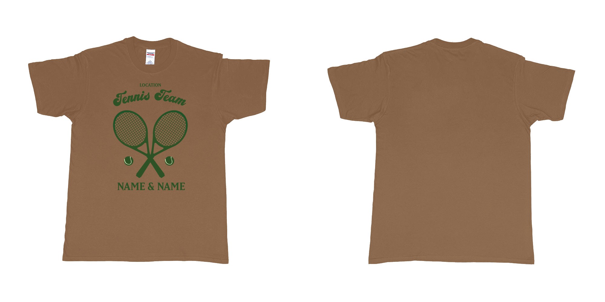 Custom tshirt design tennis team club  logo design custom names in fabric color chestnut choice your own text made in Bali by The Pirate Way