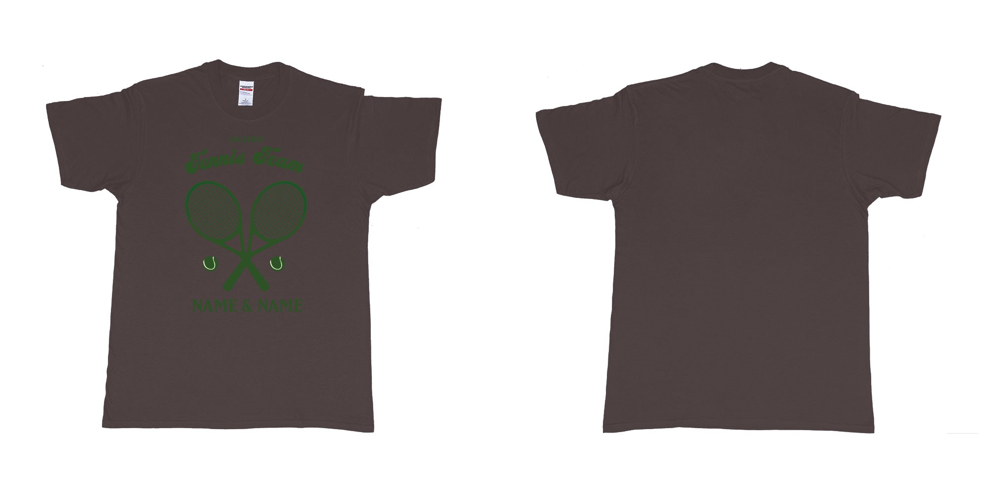 Custom tshirt design tennis team club  logo design custom names in fabric color dark-chocolate choice your own text made in Bali by The Pirate Way