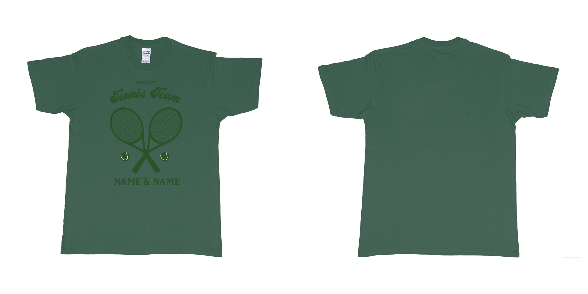 Custom tshirt design tennis team club  logo design custom names in fabric color forest-green choice your own text made in Bali by The Pirate Way