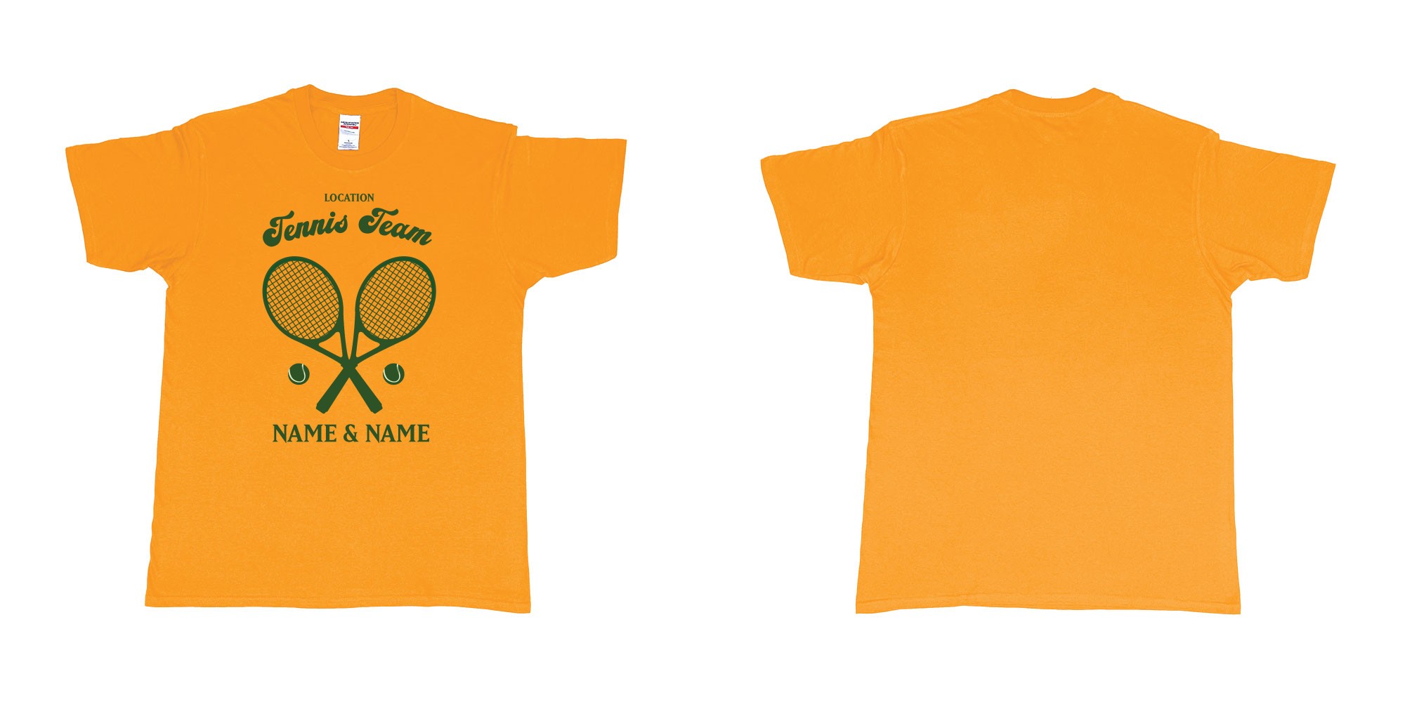 Custom tshirt design tennis team club  logo design custom names in fabric color gold choice your own text made in Bali by The Pirate Way