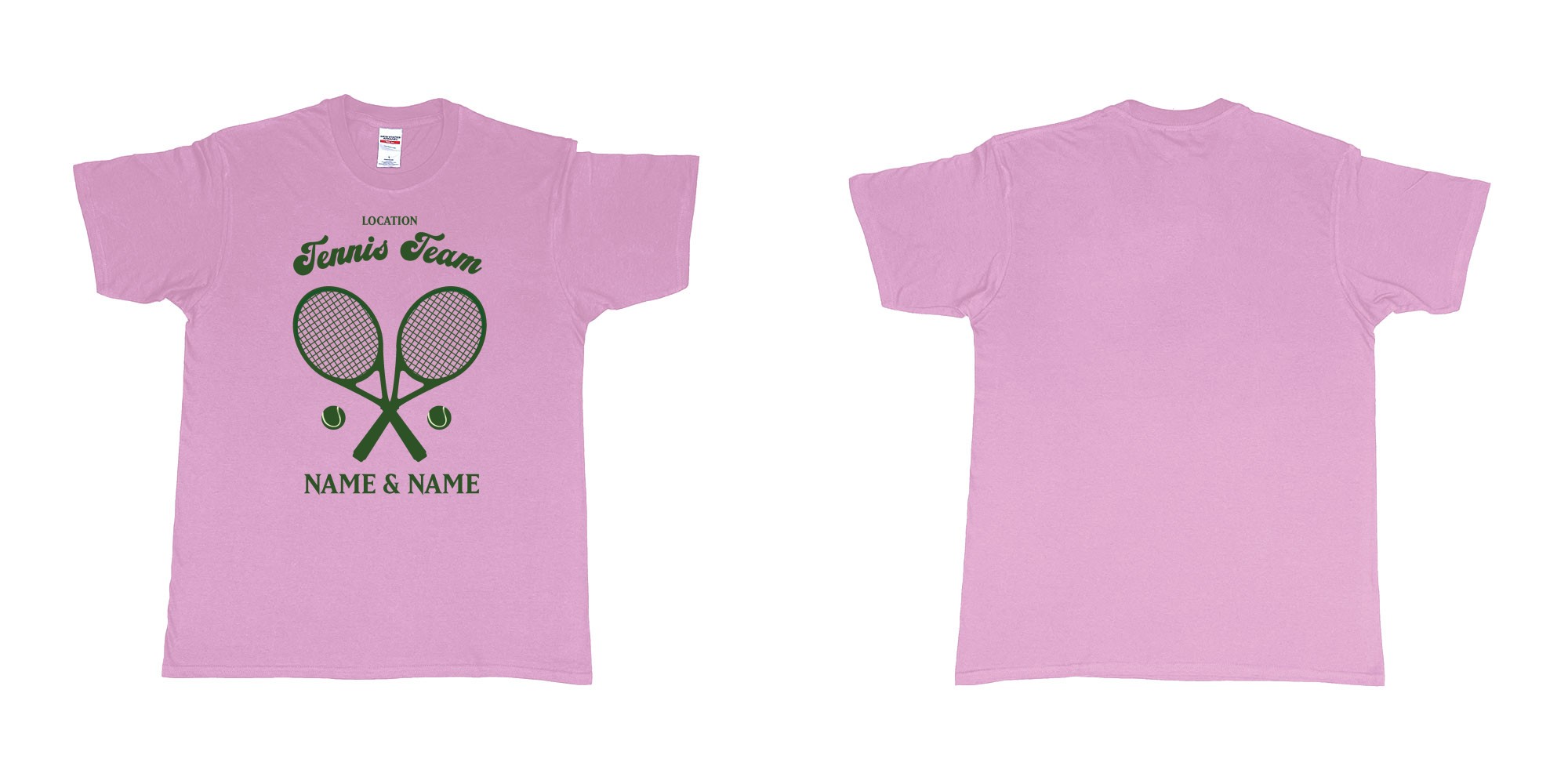 Custom tshirt design tennis team club  logo design custom names in fabric color light-pink choice your own text made in Bali by The Pirate Way