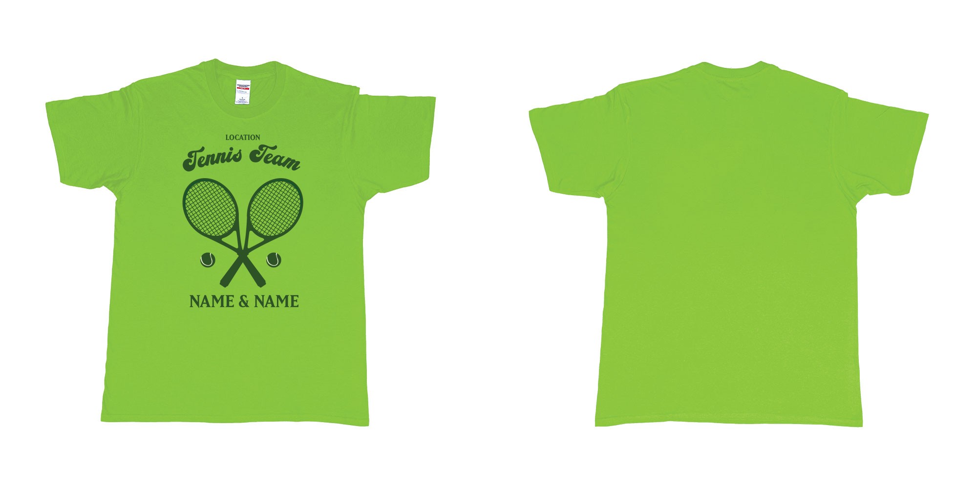 Custom tshirt design tennis team club  logo design custom names in fabric color lime choice your own text made in Bali by The Pirate Way